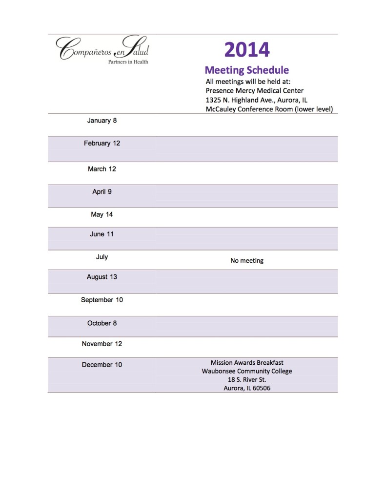 2014 CenS Meeting Schedule